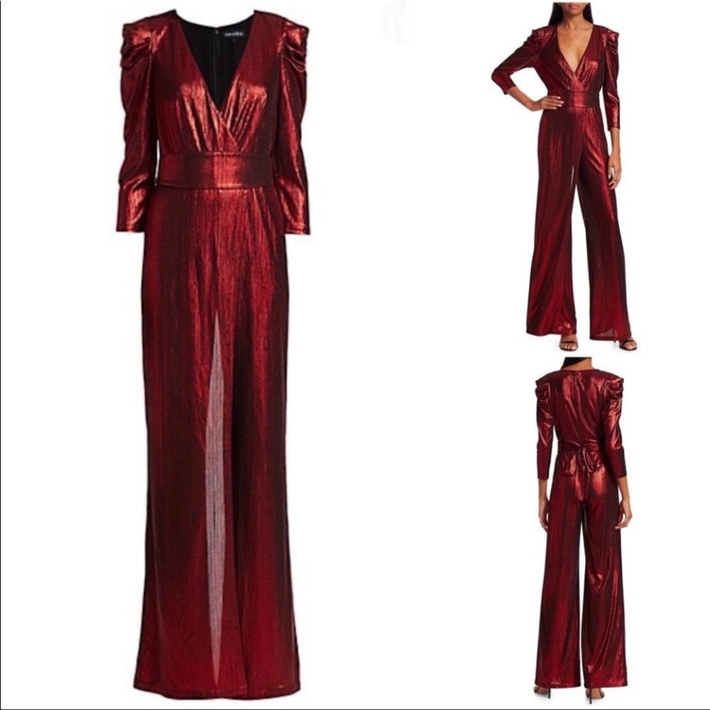 Retrofete | Red Metallic Jumpsuit Top Pants XL
